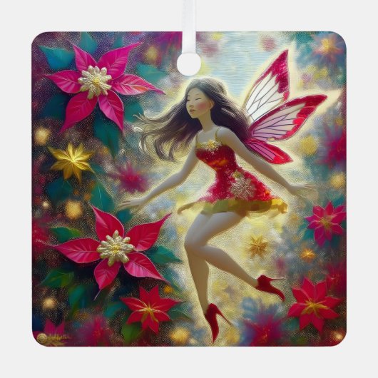 クリスマスフェアリーコレクション - ダークブラウンの髪 メタルオーナメント (正面)