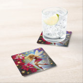 クリスマスフェアリーコレクション – ハニーブロンドヘア スクエアペーパーコースター (インサイチュ)