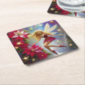 クリスマスフェアリーコレクション – ハニーブロンドヘア スクエアペーパーコースター (アングル)