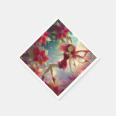 クリスマスフェアリーコレクション – バラ赤毛 スタンダードカクテルナプキン (角)