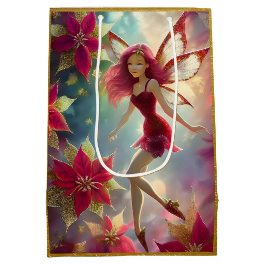 クリスマスフェアリーコレクション – バラ赤毛 ミディアムペーパーバッグ (裏面)