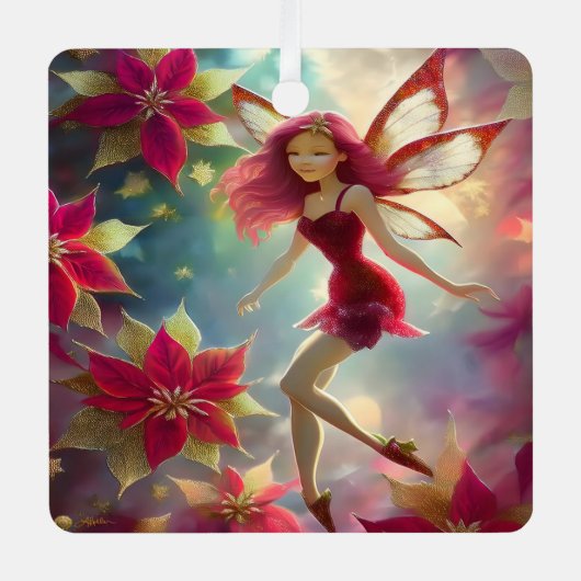 クリスマスフェアリーコレクション – バラ赤毛 メタルオーナメント (正面)