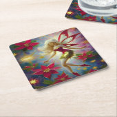 クリスマスフェアリーコレクション – プラチナブロンドヘア スクエアペーパーコースター (アングル)