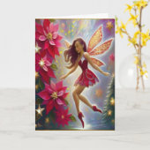 クリスマスフェアリーコレクション – ライトオーバーンの髪 カード (黄色い花)