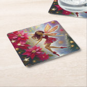 クリスマスフェアリーコレクション – ライトオーバーンの髪 スクエアペーパーコースター (アングル)