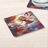 クリスマスフェアリーコレクション – Ginger Hair スクエアペーパーコースター (アングル)