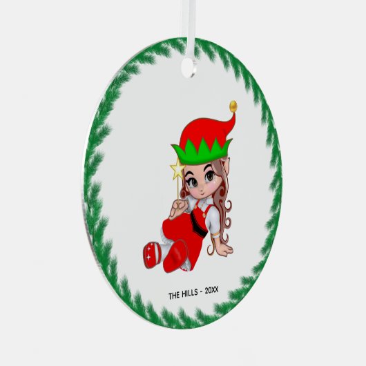 クリスマスフェアリー小妖精や小人が星を保持 メタルオーナメント (正面右)