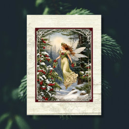 クリスマスフェアリー松の森ホリー雪の木素朴材 薄葉紙