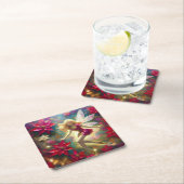 クリスマスフェアリー淡い色のコレクション – 金ゴールドブロンドヘア スクエアペーパーコースター (インサイチュ)