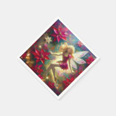 クリスマスフェアリー淡い色のコレクション – 金ゴールドブロンドヘア スタンダードカクテルナプキン (角)