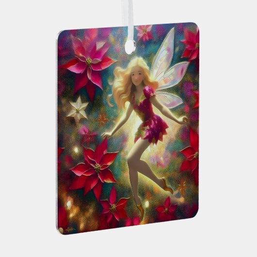 クリスマスフェアリー淡い色のコレクション – 金ゴールドブロンドヘア メタルオーナメント (正面右)