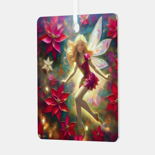 クリスマスフェアリー淡い色のコレクション – 金ゴールドブロンドヘア メタルオーナメント (正面左)