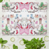 クリスマスフェアリー色彩の鮮やかティーの水色 キッチンタオル (折り畳み)