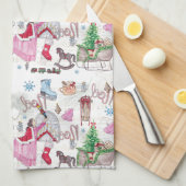 クリスマスフェアリー色彩の鮮やかティーの水色 キッチンタオル (四つ折り)