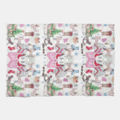 クリスマスフェアリー色彩の鮮やかティーの水色 キッチンタオル (横)