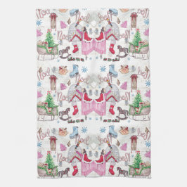 クリスマスフェアリー色彩の鮮やかティーの水色 キッチンタオル