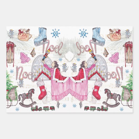 クリスマスフェアリー色彩の鮮やかティーの水色 ラッピングペーパーシート (正面3)