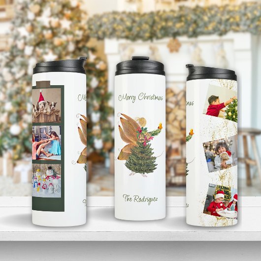 クリスマスフェアリー6写真テンプレートグリーンベージュ タンブラー