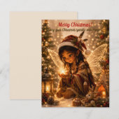 クリスマスフェアリー ホリデー - 魔法のグリーティングカード 招待状 (正面/裏面)