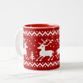 クリスマスフェア島トナカイのコーヒーマグ ツートーンマグカップ (正面左)