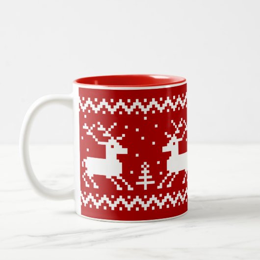 クリスマスフェア島トナカイのコーヒーマグ ツートーンマグカップ (左)