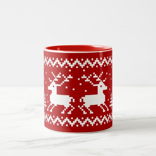 クリスマスフェア島トナカイのコーヒーマグ ツートーンマグカップ (中央)