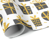 クリスマスフェイクグリッターギフトプレゼントパターン ラッピングペーパー (ロールコーナー)