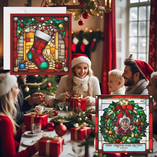 クリスマスフェイクストッキングステンドグラス