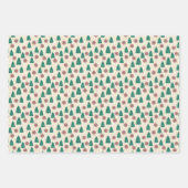 クリスマスフェイクパッチワークの木とポインセチア ラッピングペーパーシート (正面)