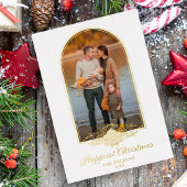 クリスマスフェイクファンシーレースゴールデンアーチ効果写真 箔招待状