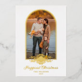 クリスマスフェイクファンシーレースゴールデンアーチ効果写真 箔招待状 (正面)