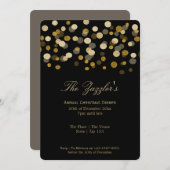 クリスマスフェイク金ゴールドグリッターフェスティバルパーティー 招待状 (正面/裏面)