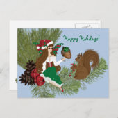 クリスマスフェイリーとリス与えルの贈り物はがき シーズンポストカード (正面/裏面)