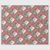 クリスマスフェスティバルかわいいピンクサンタインスピレーション ラッピングペーパー (フラット)