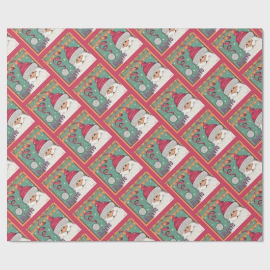 クリスマスフェスティバルかわいいピンクサンタインスピレーション ラッピングペーパー (フラット)