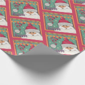 クリスマスフェスティバルかわいいピンクサンタインスピレーション ラッピングペーパー (角)