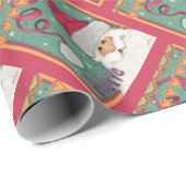 クリスマスフェスティバルかわいいピンクサンタインスピレーション ラッピングペーパー (ロールコーナー)