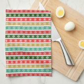 クリスマスフェスティバルのパターンと色 キッチンタオル (四つ折り)