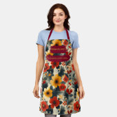 クリスマスフェスティバルの花と松の枝 エプロン (着用した状態)