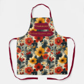 クリスマスフェスティバルの花と松の枝 エプロン (正面)