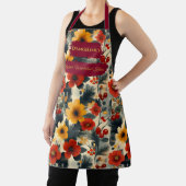 クリスマスフェスティバルの花と松の枝 エプロン (インサイチュ)