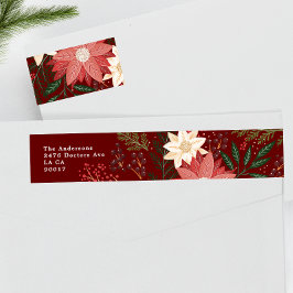 クリスマスフェスティバルウォーターカラーフローラ差出人住所 ラップアラウンドラベル