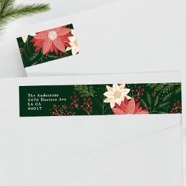 クリスマスフェスティバルウォーターカラーフローラ差出人住所 ラップアラウンドラベル