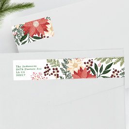 クリスマスフェスティバルウォーターカラーフローラ差出人住所 ラップアラウンドラベル