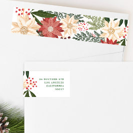 クリスマスフェスティバルウォーターカラーフローラ差出人住所 ラップアラウンドラベル