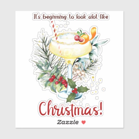 クリスマスフェスティバルカクテルドリンク冬の休日 シール (シート)