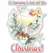 クリスマスフェスティバルカクテルドリンク冬の休日 シール (正面)