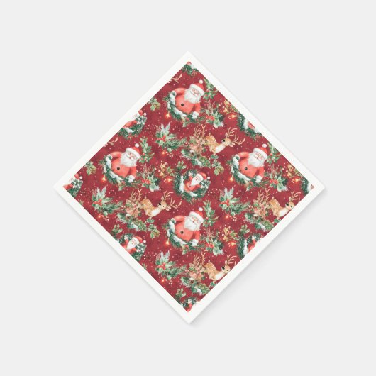 クリスマスフェスティバルサンタクロース スタンダードカクテルナプキン (角)