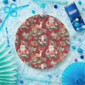 クリスマスフェスティバルサンタクロース ペーパープレート (パーティー)