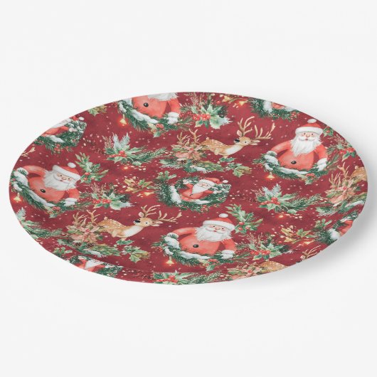 クリスマスフェスティバルサンタクロース ペーパープレート (アングル)